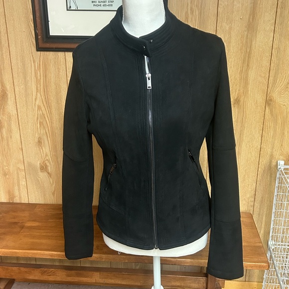 Coalition LA Black Faux Suede Moto Jacket Size L - Picture 2 of 10